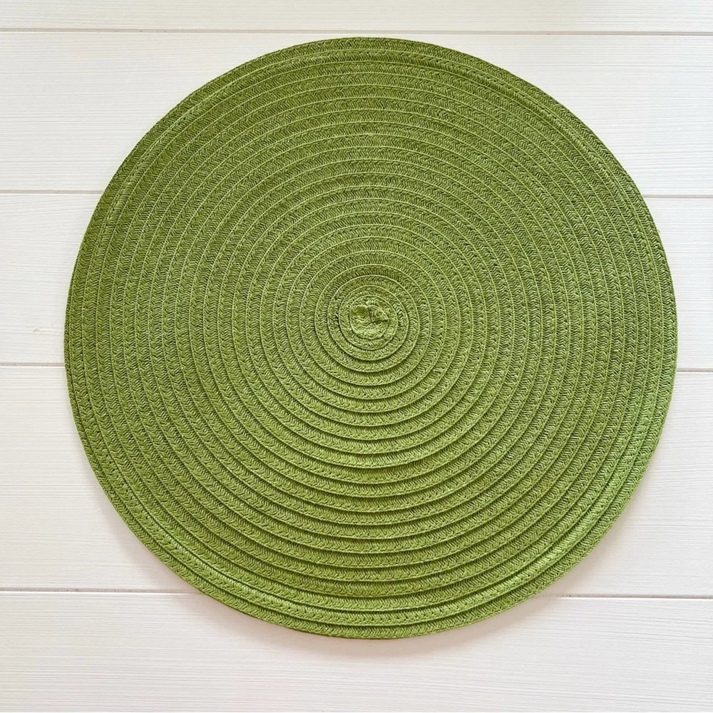 Pier 1 Woven Round Placemats Set of 2 Green NWOT